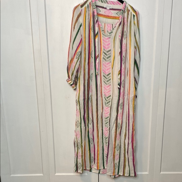 Velvet by Graham & Spencer Pink and Green Patterned long kaftan dress - XS - Picture 1 of 8